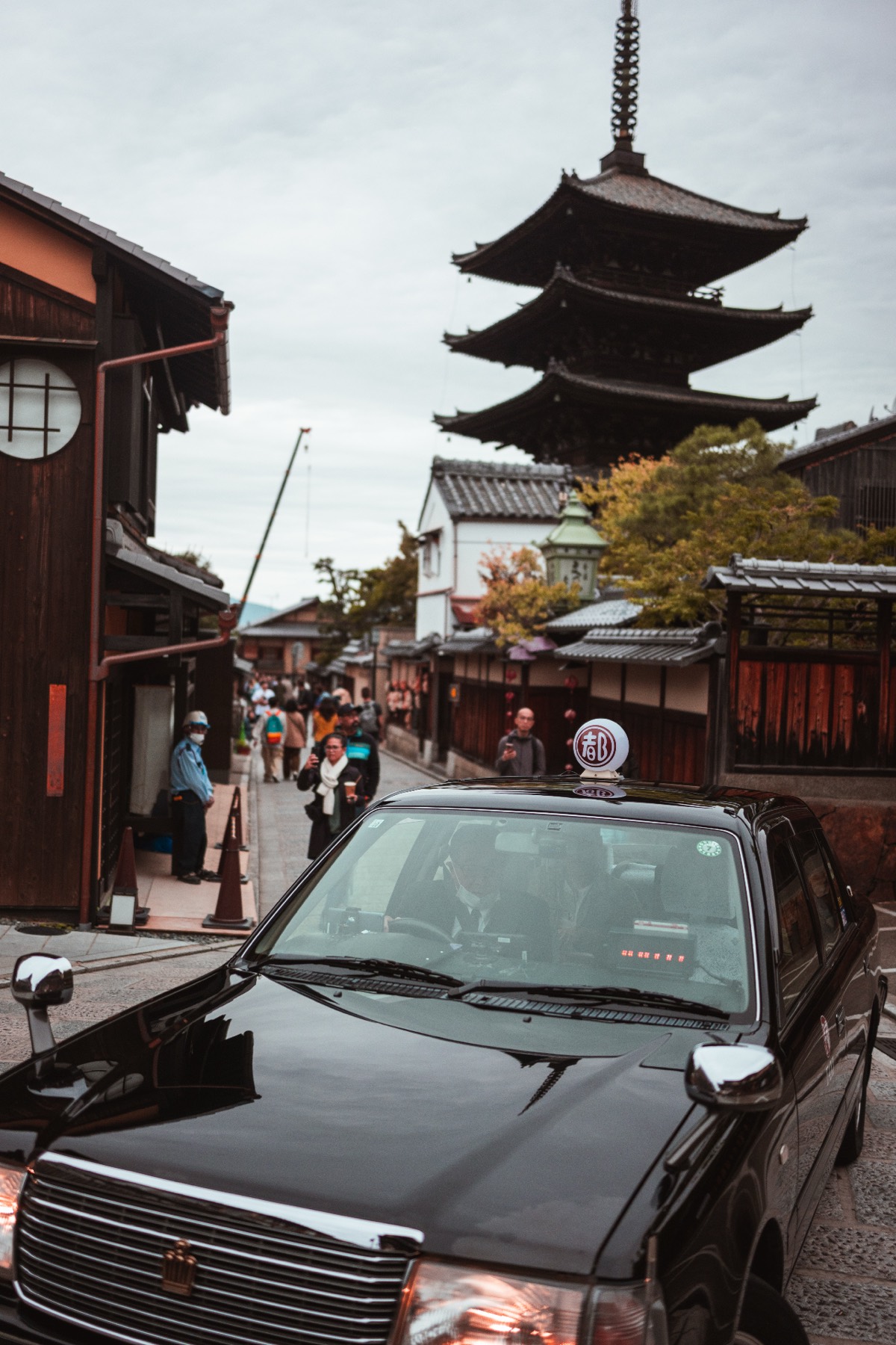 Historic street with pagoda in Kyoto